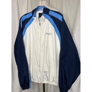 Sean John sport men jacket XXL graphic blue white full zip sleeve lined pockets